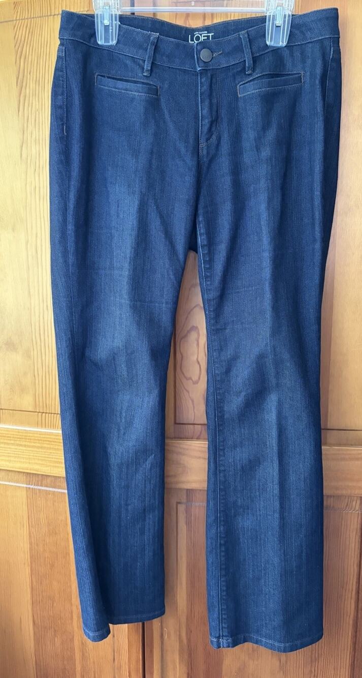 Loft Jeans Womens Blue Curvy Boot Cut Stretch Dark Wash Size 10 P